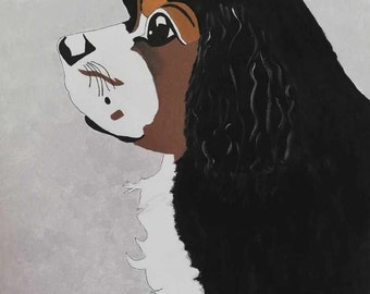 Cavalier King Charles dog painting