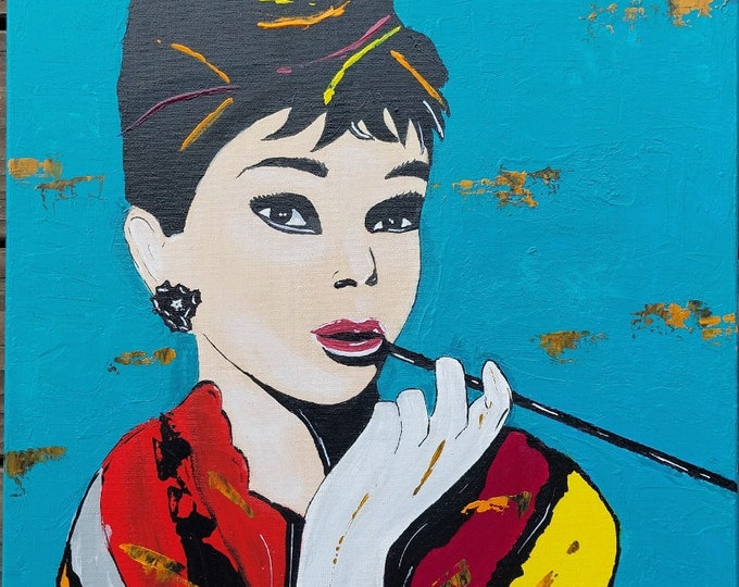 Audrey Hepburn pop art portrait painting