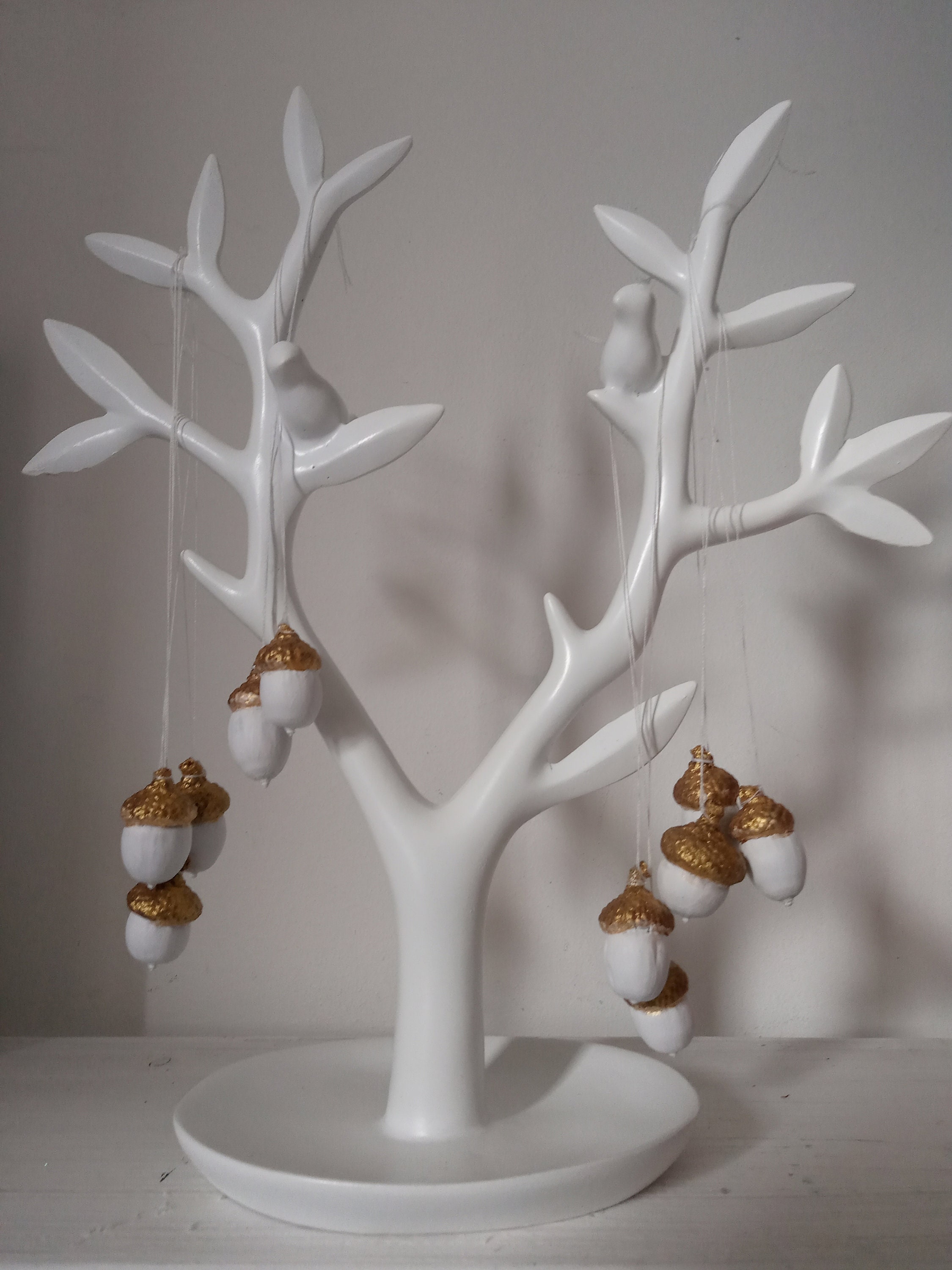 Lot de 10 Suspensions Pour Noël Blanc et Or