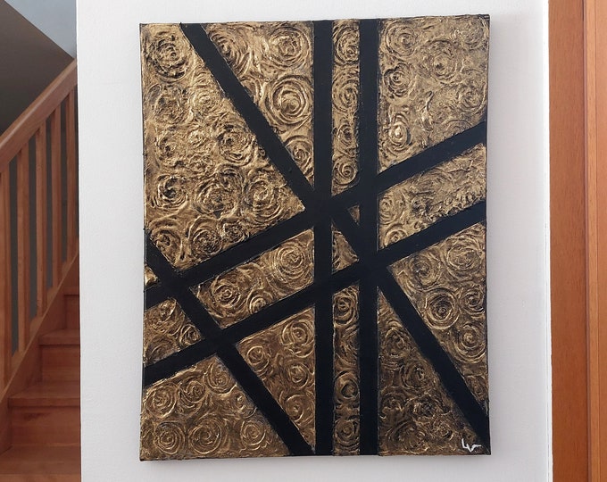 Modern black and gold abstract painting