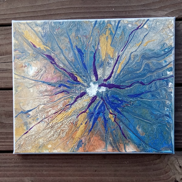 Tableau abstrait moderne coloré pouring