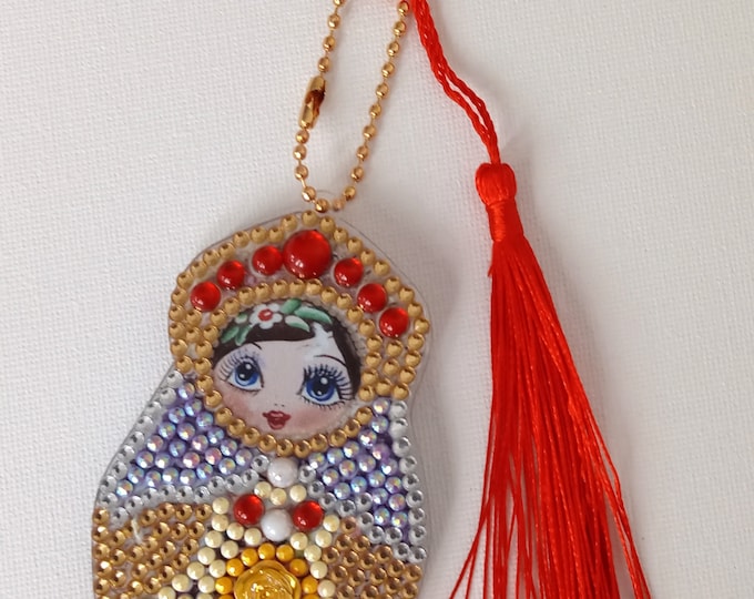 Russian Rhinestone doll keychain