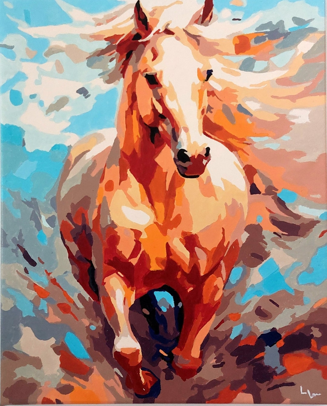 Colorful Modern Horse Painting Etsy