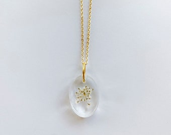 Oval White Flower Cluster Necklace
