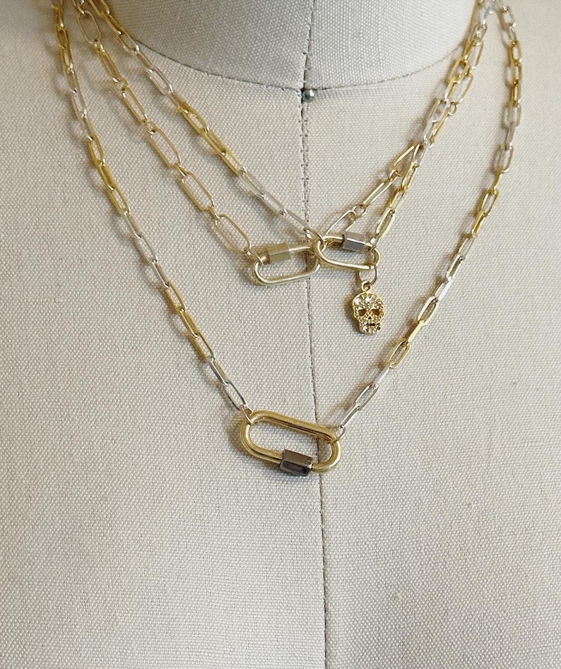 Silver and Gold Large Carabiner Clasp Necklace - Etsy