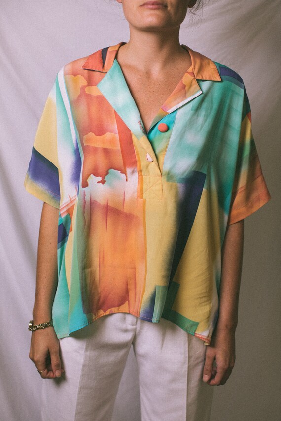 1980's WATERCOLOR BLOUSE