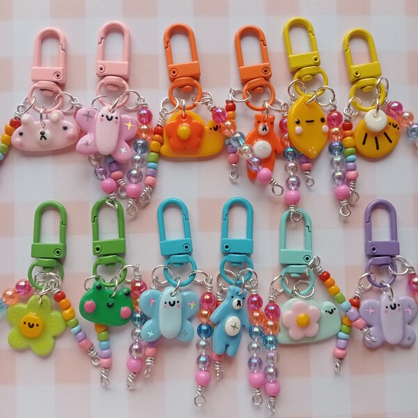 kawaii polymer clay charm rainbow keyrings