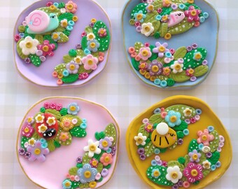 floral theme polymer clay trinket dishes !!