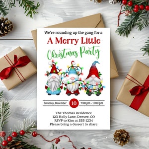 Gnomes Christmas Party Invitations