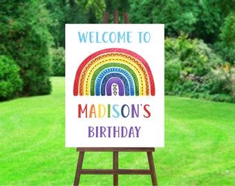 Rainbow Welcome Sign, Rainbow Party, Rainbow Birthday, Rainbow Poster, -