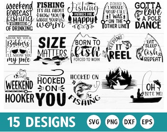 Fishing SVG Bundle: Fisherman Shirt Designs, Quotes