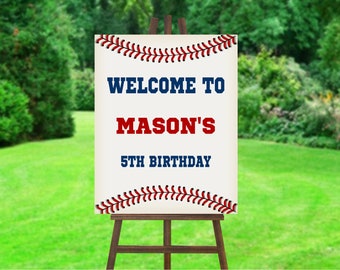 Personalized Baseball Birthday Party Welcome Sign