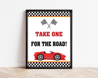 Race Car Party Sign: 'Take One For The Road' Printable