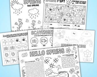 Mantel individual para colorear de primavera: Páginas de actividades para niños