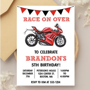 Faire-part moto, fête moto, anniversaire moto