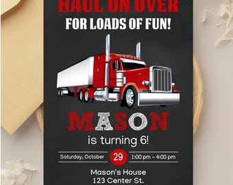 Semi Truck Birthday Invitation: 18 Wheeler Party