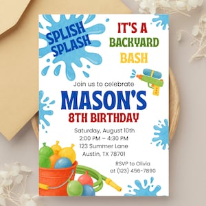 Water Balloon Birthday Invitation: Backyard Splash Party
