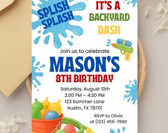 Water Balloon Birthday Invitation: Backyard Splash Party