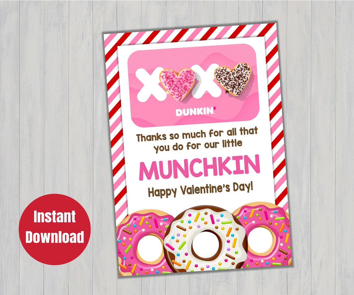 Donut Gift Card Holder Gift Card Printable Valentine Gift Etsy