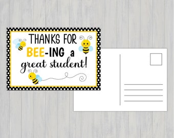 Mail for Students, Postcard for Students , Note From Teacher, Happy Mail from Teacher, Teacher Postcards, Bee Postcard