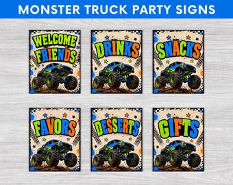 Monster Truck Party Signs, Monster Truck Birthday,  Monster Truck Party,   Instant Download