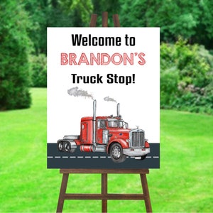 Semi Truck Welcome Sign, Semi Truck  Party, Semi Truck  Birthday, Semi Truck Poster, Red Semi Truck
