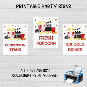 Movie Night Party Signs: Printable 8x10 JPEG
