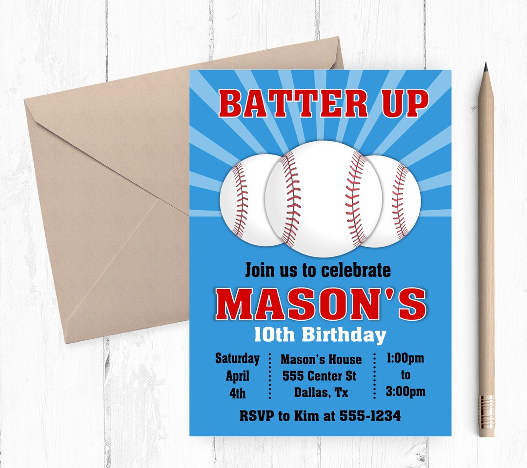 Baseball Invitation, Baseball Party, Baseball Birthday, Baseball Party