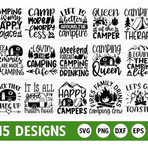 Camping SVG Bundle: Campfire Quotes, Camp Life Designs