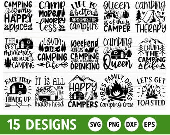 Camping SVG Bundle: Campfire Quotes, Camp Life Designs