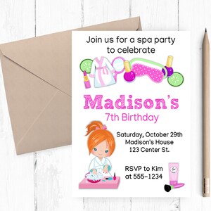 Invitación a fiesta de cumpleaños de spa para niñas: manicura y pedicura