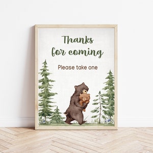 Mama Bear Baby Shower, Woodland Baby Shower, Forest Baby Shower, Bear Cub Baby Shower, Thanks for Coming Sign