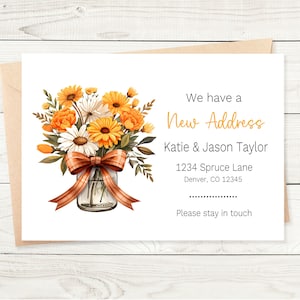 New Address Announcement Card, New Address Card, Moving Announcement, We've Moved Card, Fall Sunflowers