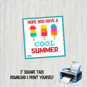 Have a Cool Summer, Summer Tags, Last Day of School Favor Tags, End of School Year Treat Tag