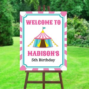 Karneval Geburtstag Willkommensschild: Pink Zirkusparty