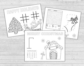 Christmas Activity Pages, Kids Coloring Pages, Christmas Printables, DIGITAL FILE - You Print