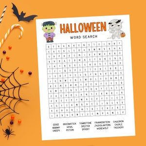 Búsqueda de palabras de Halloween para niños, Búsqueda de palabras de Halloween, Búsqueda de palabras de Halloween imprimible, Búsqueda de palabras de Halloween para niños, Juegos de Halloween