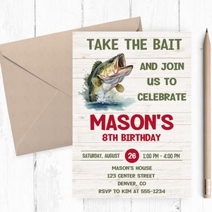 Fishing Invitation, Fishing Party, Fishing Birthday, Fishing Birthday Invitation, Bass Fish, Fish Invitation