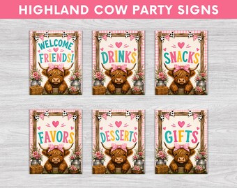 Highland Cow Party Signs, Highland Cow Party, Highland Cow Birthday, Instant Download