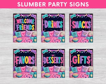 Slumber Party Signs, Sleepover Party, Pajama Party  Signs, Girls Sleepover, Instant Download