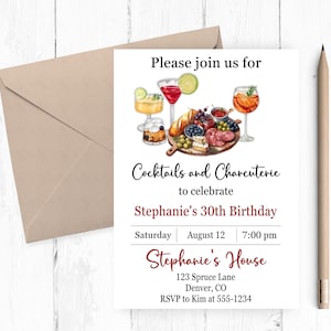 Cocktails & Charcuterie Party Invitation: Adult Birthday