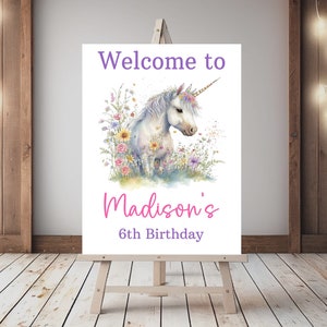 Unicorn Birthday Welcome Sign: Magical Party Poster