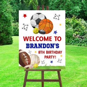 Sports Welcome Sign, Sports Party, Sports Birthday, Sports Poster,