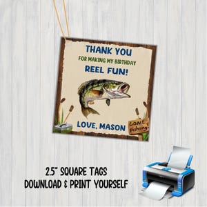 Fishing Birthday Favor Tags: Personalized Party Printables