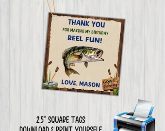 Fishing Birthday Favor Tags: Personalized Party Printables