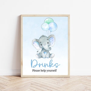 Elephant Baby Shower Drinks Sign