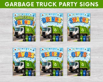 Garbage Truck Party Signs, Garbage Truck Birthday,  Garbage Truck Party,   Instant Download
