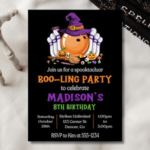 Halloween Bowling Birthday Party Invitation