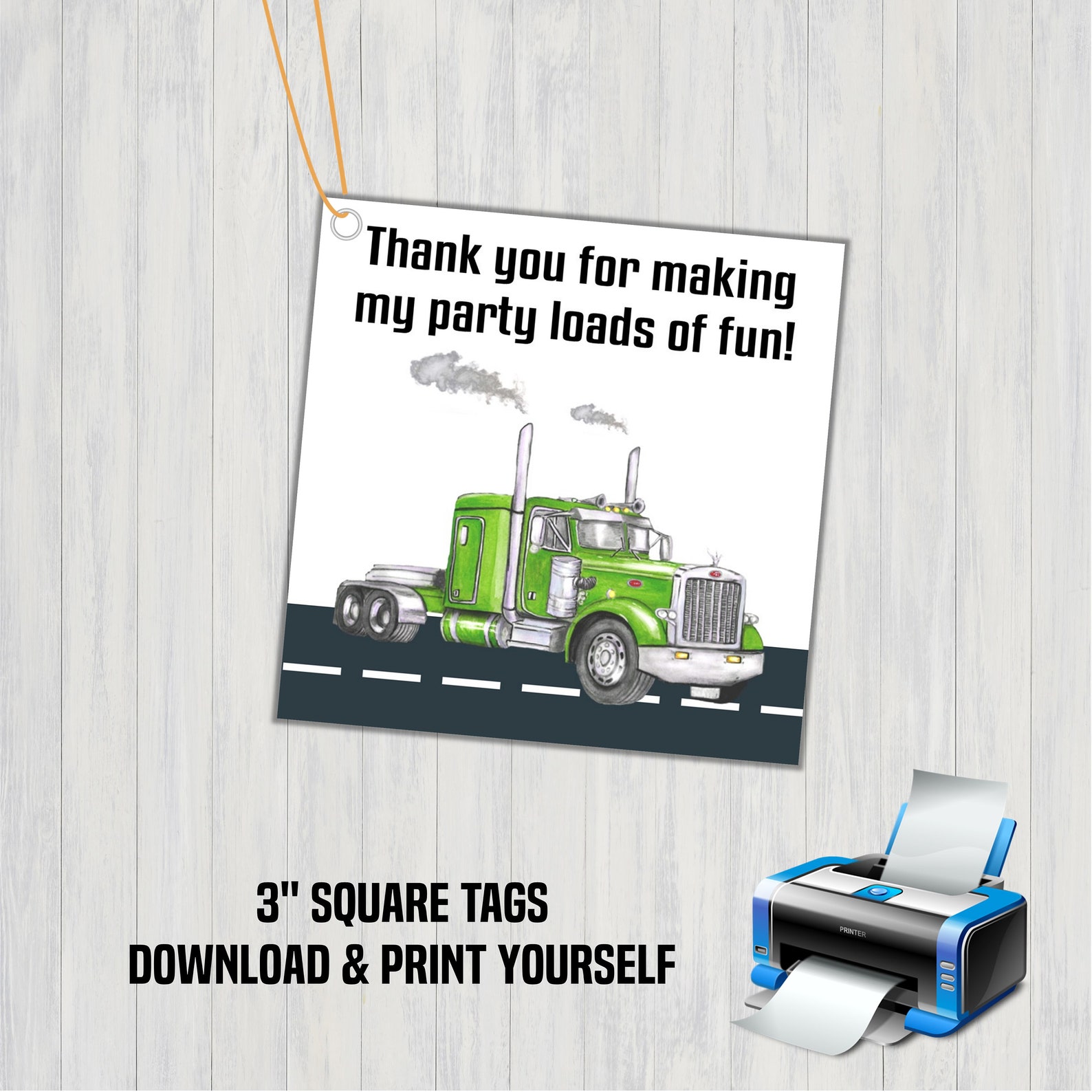 Semi Truck Favor Tags Semi Truck Birthday Semi Truck Party Etsy