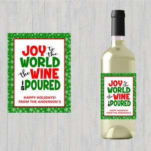 Grappig kerstwijnetiket: Joy to the World